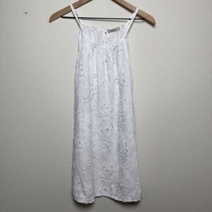 Lungo Larno Women 100% Linen Dress Medium White Made in Italy Shift Lagenlook